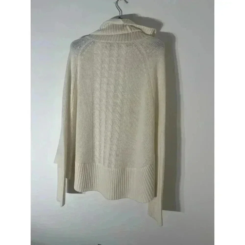 AMI Dans La Rue Anthropologie 100% Cashmere Sweater Poncho Ivory White Size XS - Picture 5 of 6